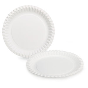 Assiette ronde en carton 23 cm - Blanc - Lot de 100
