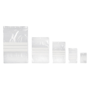 Assortiment de 1000 sachets plastique zip transparents avec bandes blanches 50 microns Assortiment de 1000 sachets plastique zip transparents avec bandes blanches 50 microns