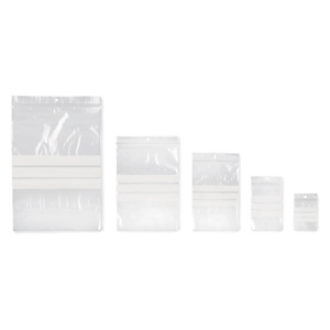 Assortiment de 1000 sachets plastique zip transparents avec bandes blanches 50 microns