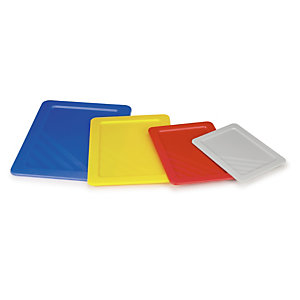 Auflagedeckel für farbige, nestbare Stapelbehälter