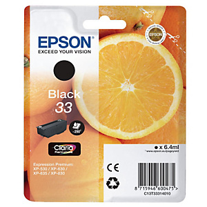 Authentieke inktpatroon EPSON 33 zwart voor inkjet printers