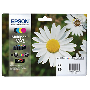 Authentieke inktpatroon EPSON Fleur 18XL zwart, cyaan, Magenta, geel voor inkjet printers