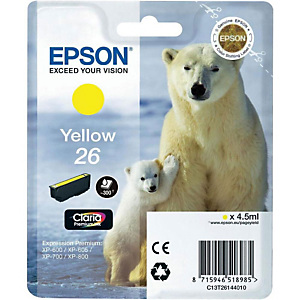 Authentieke inktpatroon EPSON Ours Polaire 26 geel voor inkjet printers