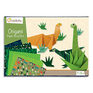 AVENUE MANDARINE 60 feuilles 20x20cm Origami Dino imprimé 2 faces avec 1 planche de stickers yeux AVENUE MANDARINE 60 feuilles 20x20cm Origami Dino imprimé 2 faces avec 1 planche de stickers yeux