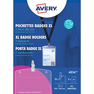 Avery 4834 - 10 lacets + pochettes en plastique pour badge - A6
