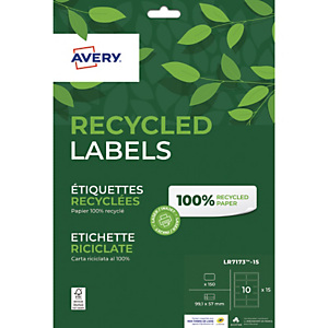 AVERY Boîte de 150 étiquettes recyclées blanches 99,1 x 57mm. Impresson Jet d'encre & Laser AVERY Boîte de 150 étiquettes recyclées blanches 99,1 x 57mm. Impresson Jet d'encre & Laser