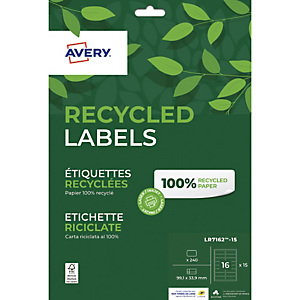 AVERY Boîte de 240 étiquettes recyclées blanches 99,1 x 33,9mm. Impression Jet d'encre & Laser AVERY Boîte de 240 étiquettes recyclées blanches 99,1 x 33,9mm. Impression Jet d'encre & Laser