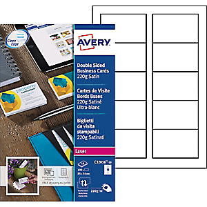 Avery C32016-10 - Cartes de visite blanches à bords lisses - 85 x 54 mm - Impression laser - paquet 100 unités