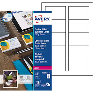 Avery C32016-10 - Cartes de visite blanches à bords lisses - 85 x 54 mm - Impression laser