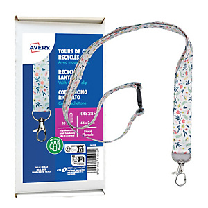 AVERY Cordoncino per portabadge - in Rpet - fantasia floreale - 440 x 20 mm - Conf. 10 pezzi AVERY Cordoncino per portabadge - in Rpet - fantasia floreale - 440 x 20 mm - Conf. 10 pezzi
