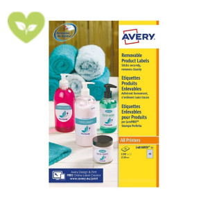 Avery Etichette ecologiche e rimovibili, Laser e Inkjet, Ø 25 mm, 25 fogli, 48 etichette per foglio, Autoadesive, Bianco
