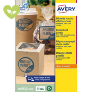 Avery Etichette in carta kraft, Laser, 210 x 297 mm, 25 fogli, 1 etichetta per foglio, Autoadesive, Marrone Avery Etichette in carta kraft, Laser, 210 x 297 mm, 25 fogli, 1 etichetta per foglio, Autoadesive, Marrone