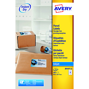 Avery Etichette per indirizzi per pacchi, Per stampanti inkjet, 99,1 x 67,7 mm, 25 fogli, 8 etichette per foglio, Autoadesive, Bianco Avery Etichette per indirizzi per pacchi, Per stampanti inkjet, 99,1 x 67,7 mm, 25 fogli, 8 etichette per foglio, Autoadesive, Bianco