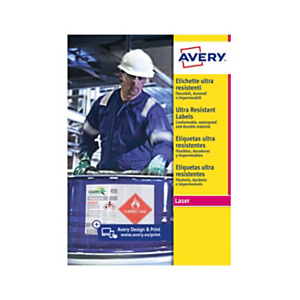 Avery Etichette ultra resistenti, Per stampanti laser, 45,7 x 21,2 mm, 10 fogli, 48 etichette per foglio, Bianco Avery Etichette ultra resistenti, Per stampanti laser, 45,7 x 21,2 mm, 10 fogli, 48 etichette per foglio, Bianco