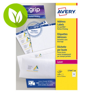 Avery Etiqueta de papel autoadhesiva permanente, 72 x 63,5 mm, 100 hojas, 12 etiquetas por hoja A4, blanco