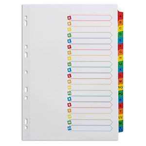 Avery Intercalaires alphabétiques A4 en carte lustrée, 20 divisions - Blanc touches colorées