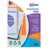 Avery Intercalaires à onglets personnalisables en polypropylène A4, 12 touches Avery Intercalaires à onglets personnalisables en polypropylène A4, 12 touches