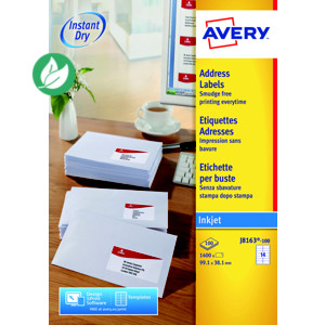 Avery J8163 Etiquettes adresses blanches jet d'encre 99,1 x 38,1 mm - Boîte de 1400