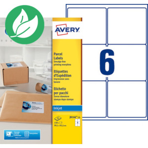Avery J8166 Etiquettes d'expédition opaques blanches 99,1 x 93,1 mm - 25 feuilles - 150 étiquettes Avery J8166 Etiquettes d'expédition opaques blanches 99,1 x 93,1 mm - 25 feuilles - 150 étiquettes
