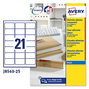 Avery (J8560-25) Etiquetas invisibles inkjet 63,5 x 38,1 mm. A4 Avery (J8560-25) Etiquetas invisibles inkjet 63,5 x 38,1 mm. A4