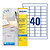 Avery J8654 Mini-étiquettes courrier blanches pour imprimantes jet d'encre 45,7 x 25,4 mm - 25 feuilles - 1000 étiquettes - 1