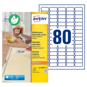 Avery L4732REV Etiquettes enlevables blanches 35,6 x 16,9 mm - Boîte de 2000