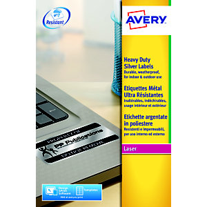Avery L4773 Etiquettes ultra-résistantes blanches laser - polyester - 63,5 x 33,9 mm - Boîte de 480
