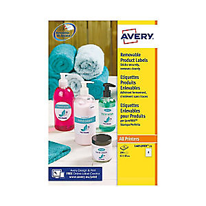 Avery L4852REV Etiquettes enlevables blanches rondes D.63,5 mm - 200 étiquettes