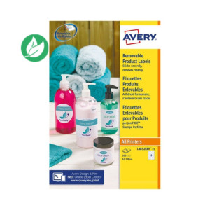 Avery L4852REV Etiquettes produits enlevables blanches rondes Ø.63,5 mm - Boîte de 200 Avery L4852REV Etiquettes produits enlevables blanches rondes Ø.63,5 mm - Boîte de 200