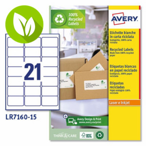 Avery (LR7160-15) Etiqueta permanente 100% reciclada, 63,5 x 38,1 mm, caja de 315 unidades, cantos redondeados, blanco Avery (LR7160-15) Etiqueta permanente 100% reciclada, 63,5 x 38,1 mm, caja de 315 unidades, cantos redondeados, blanco