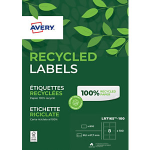 Avery LR7165 Etiquettes adresses blanches 100% recyclées 99,1 x 67,7 mm - Boîte de 800
