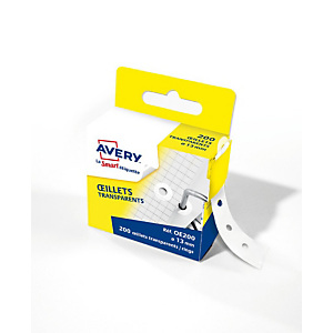 Avery Pochette de 200 œillets de renforcement 13 mm - Tranparents Avery Pochette de 200 œillets de renforcement 13 mm - Tranparents