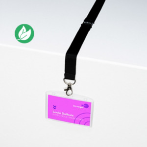 Avery Porte-badge 60 x 90 mm avec cordon tours de cou + 16 Etiquettes imprimables prédécoupées - Lot de 10 Badges Avery Porte-badge 60 x 90 mm avec cordon tours de cou + 16 Etiquettes imprimables prédécoupées - Lot de 10 Badges