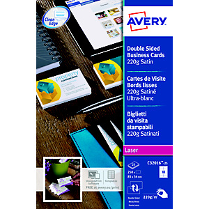 Avery Quick&Clean Tarjetas de visita a doble cara satinado 220 g/m² Avery Quick&Clean Tarjetas de visita a doble cara satinado 220 g/m²