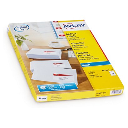 Avery® QuickDRY™ inkjet address labels, 63.5 x 38.1mm, pack of 2100