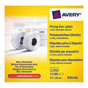 Avery Rouleau d'étiquettes pour pince à étiqueter  - 1 ligne - blanc - enlevable (lot de 10)