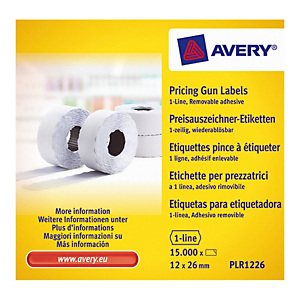 Avery Rouleau d'étiquettes pour pince à étiqueter - 1 ligne - blanc - enlevable (lot de 10) Avery Rouleau d'étiquettes pour pince à étiqueter - 1 ligne - blanc - enlevable (lot de 10)