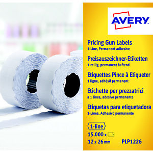 Avery Rouleau d'étiquettes pour pince à étiqueter  - 1 ligne - blanc - permanent - Lot de 10