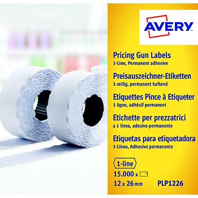Avery Rouleau d'étiquettes pour pince à étiqueter  - 1 ligne - blanc - permanent - Lot de 10 - 1