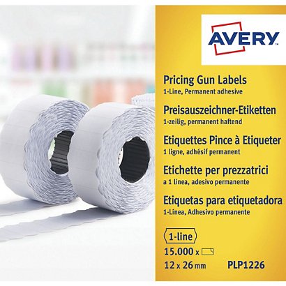 Avery Rouleau d'étiquettes pour pince à étiqueter  - 1 ligne - blanc - permanent - Lot de 10