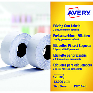 Avery Rouleau d'étiquettes pour pince à étiqueter - 2 lignes - blanc - permanent - Lot de 10 Avery Rouleau d'étiquettes pour pince à étiqueter - 2 lignes - blanc - permanent - Lot de 10