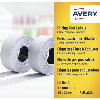 AVERY Rouleau d'étiquettes pour pince à étiqueter AVERY - 2 lignes - blanc - permanent (Lot de 10) - 1