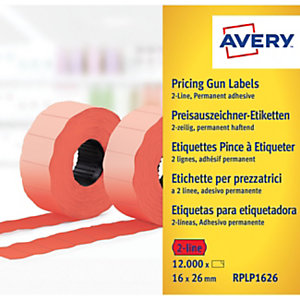 Avery Étiquettes permanentes à 2 lignes pour pistolet étiqueteur, rouge