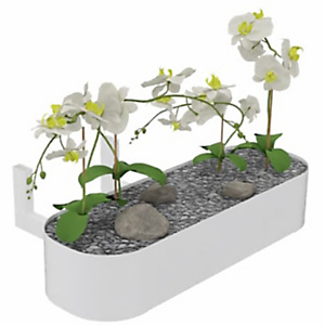 Bac de plantes artificielles pour table Station O - 4 orchidées - Blanc