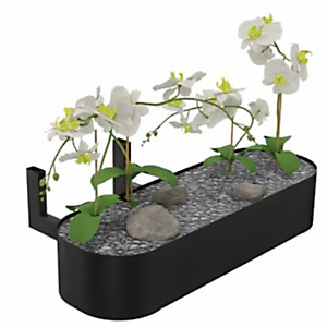 Bac de plantes artificielles pour table Station O - 4 orchidées - Noir