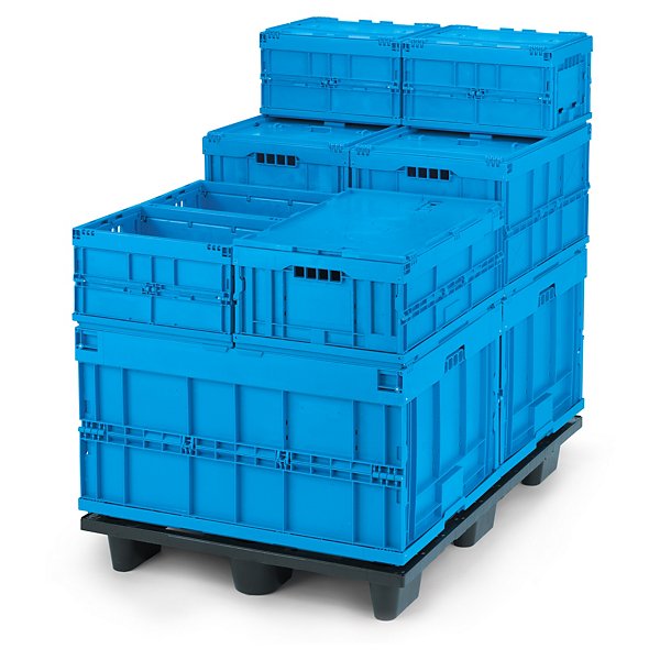 Bac plastique gerbable norme EU pliant ajouré sans couvercle 600x400x320 mm - 2