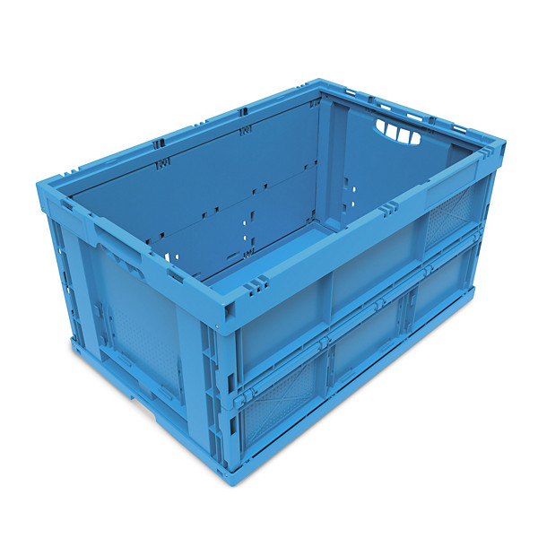 Bac plastique gerbable norme EU pliant plein sans couvercle 600x400x320 mm - 1