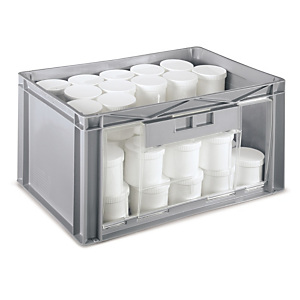 Bac plastique gerbable norme EU à porte translucide SCHOELLER ALLIBERT 600x400x300 cm Bac plastique gerbable norme EU à porte translucide SCHOELLER ALLIBERT 600x400x300 cm