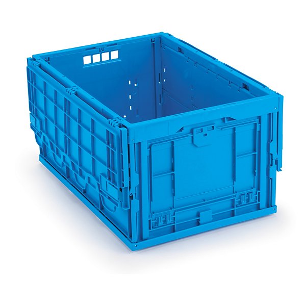 Bac plastique pliant gerbable norme EU avec ouverture frontale et couvercle 600x400x330 mm - 2