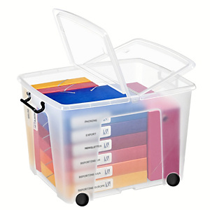 Bac de rangement multi-usages Strata by CEP 75L transparent avec roulettes Bac de rangement multi-usages Strata by CEP 75L transparent avec roulettes
